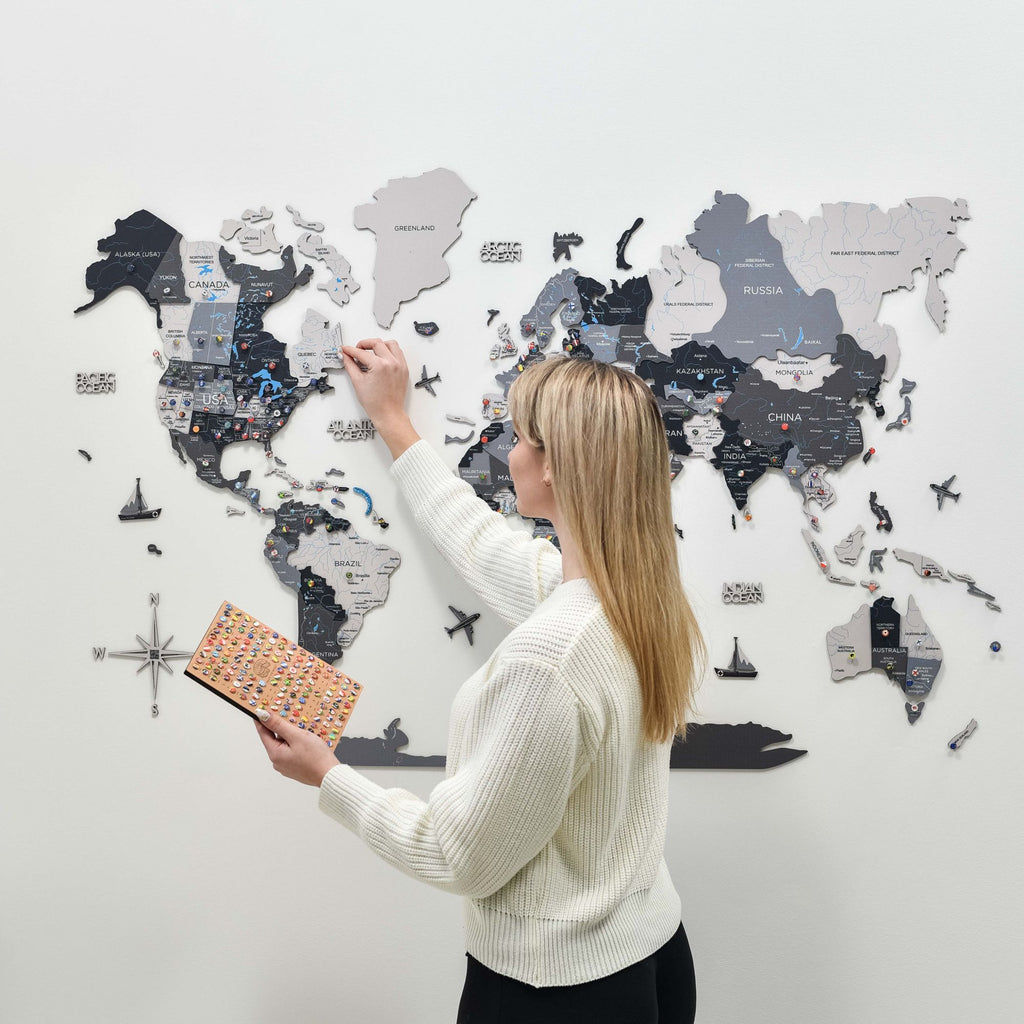 3D Wooden World Map Nordik - thewrightstore