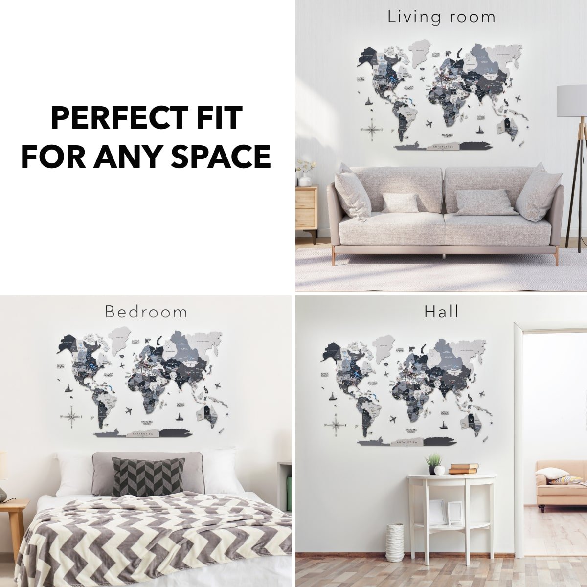 3D Wooden World Map Nordik - thewrightstore