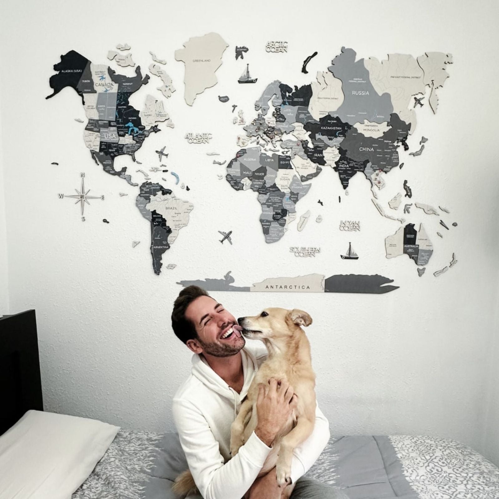 3D Wooden World Map Nordik - thewrightstore