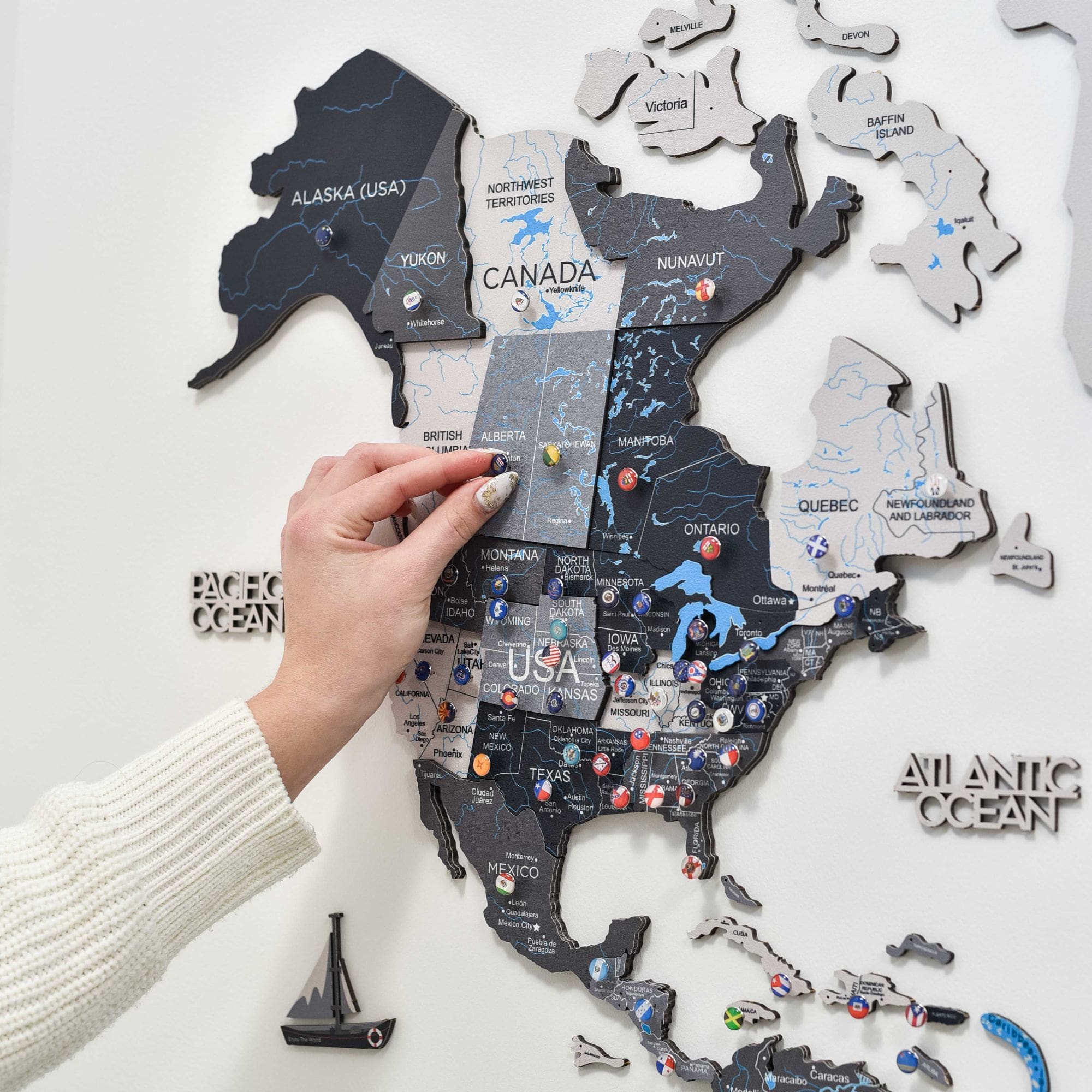 3D Wooden World Map Nordik - thewrightstore