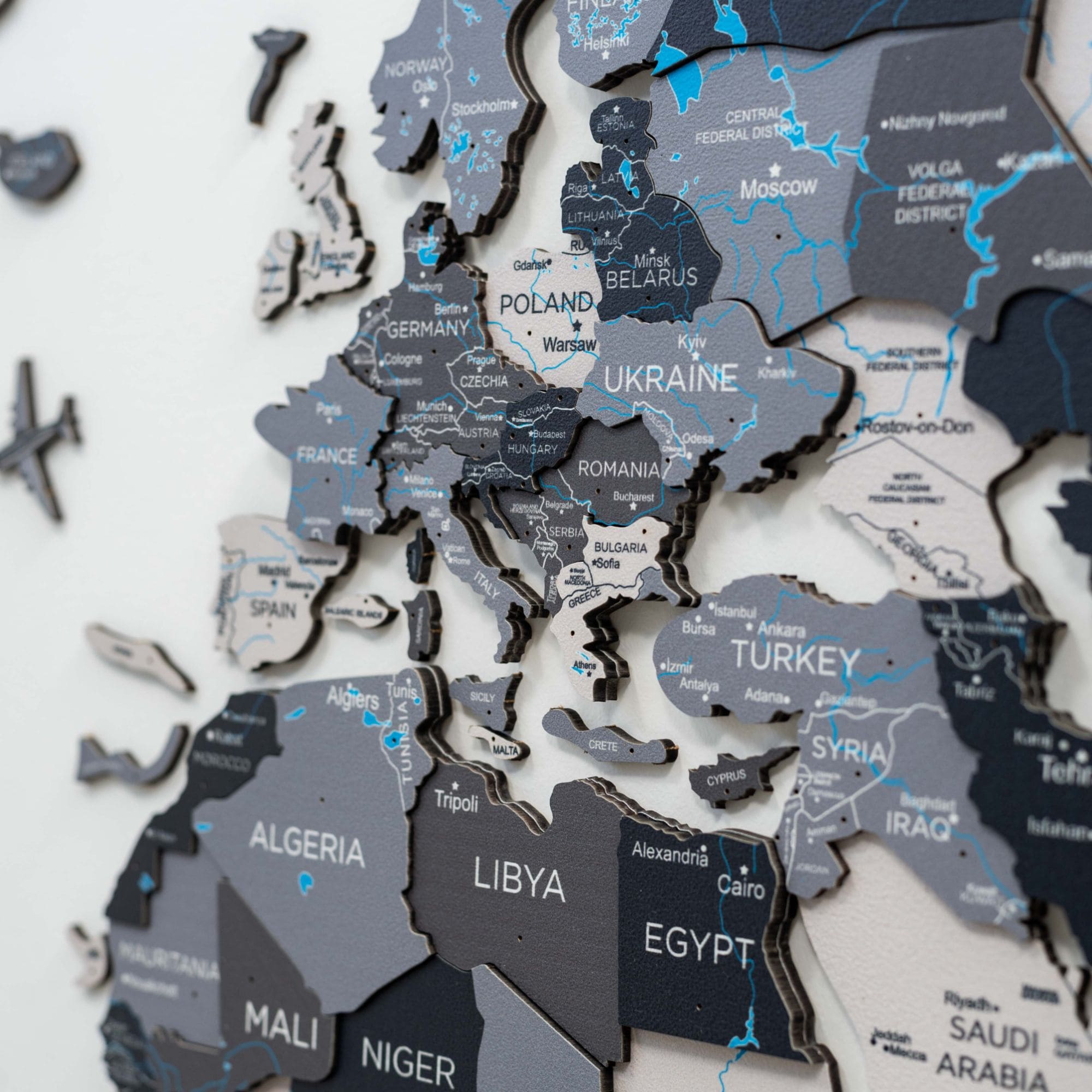 3D Wooden World Map Nordik - thewrightstore