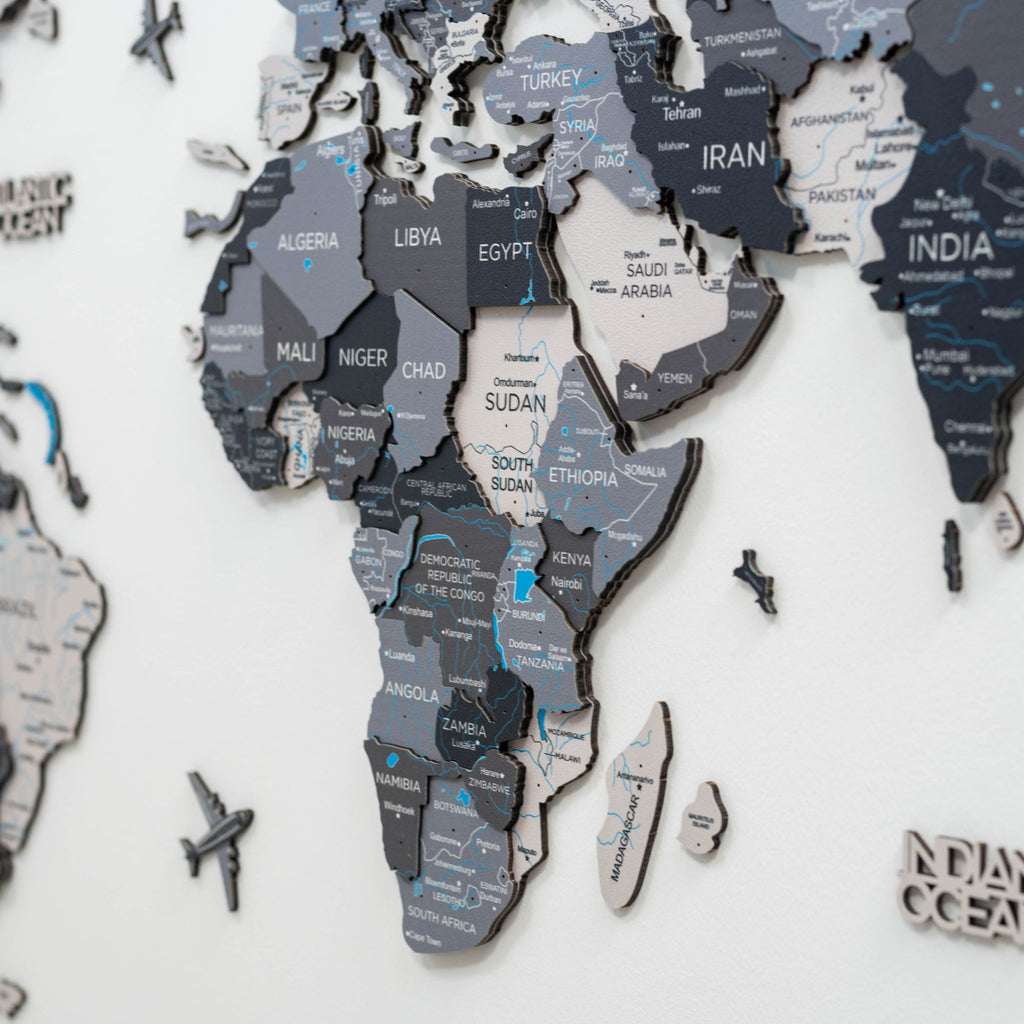 3D Wooden World Map Nordik - thewrightstore
