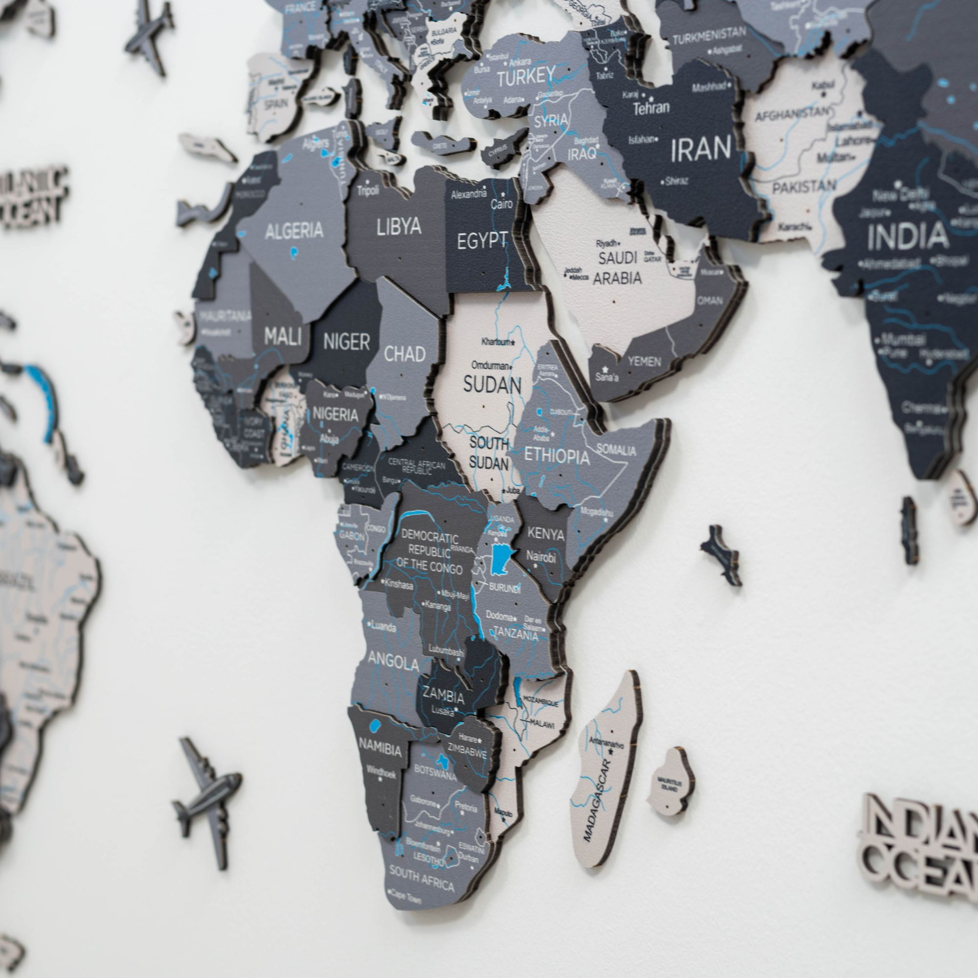 3D Wooden World Map Nordik - thewrightstore