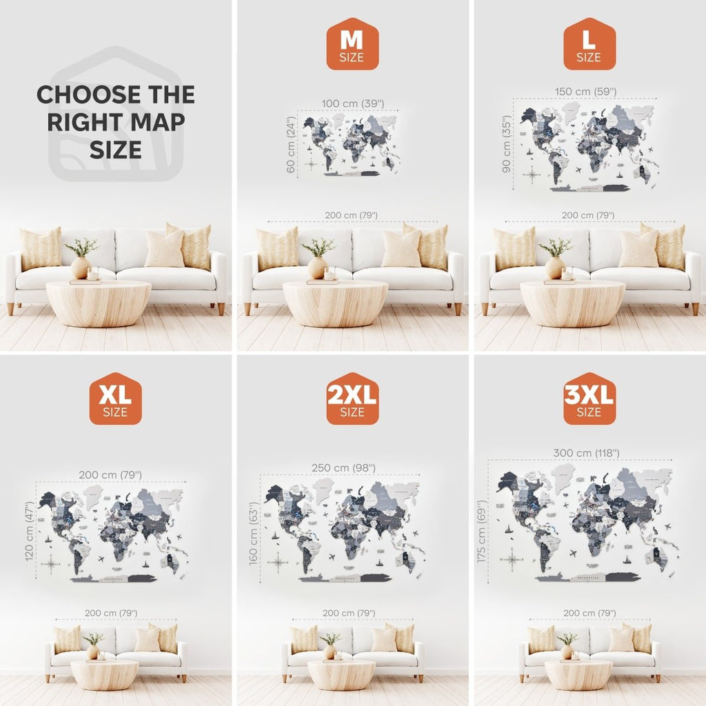 3D Wooden World Map Nordik - thewrightstore