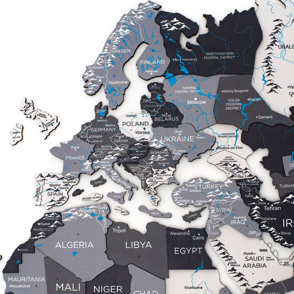 3D Wooden World Map Nordik - thewrightstore