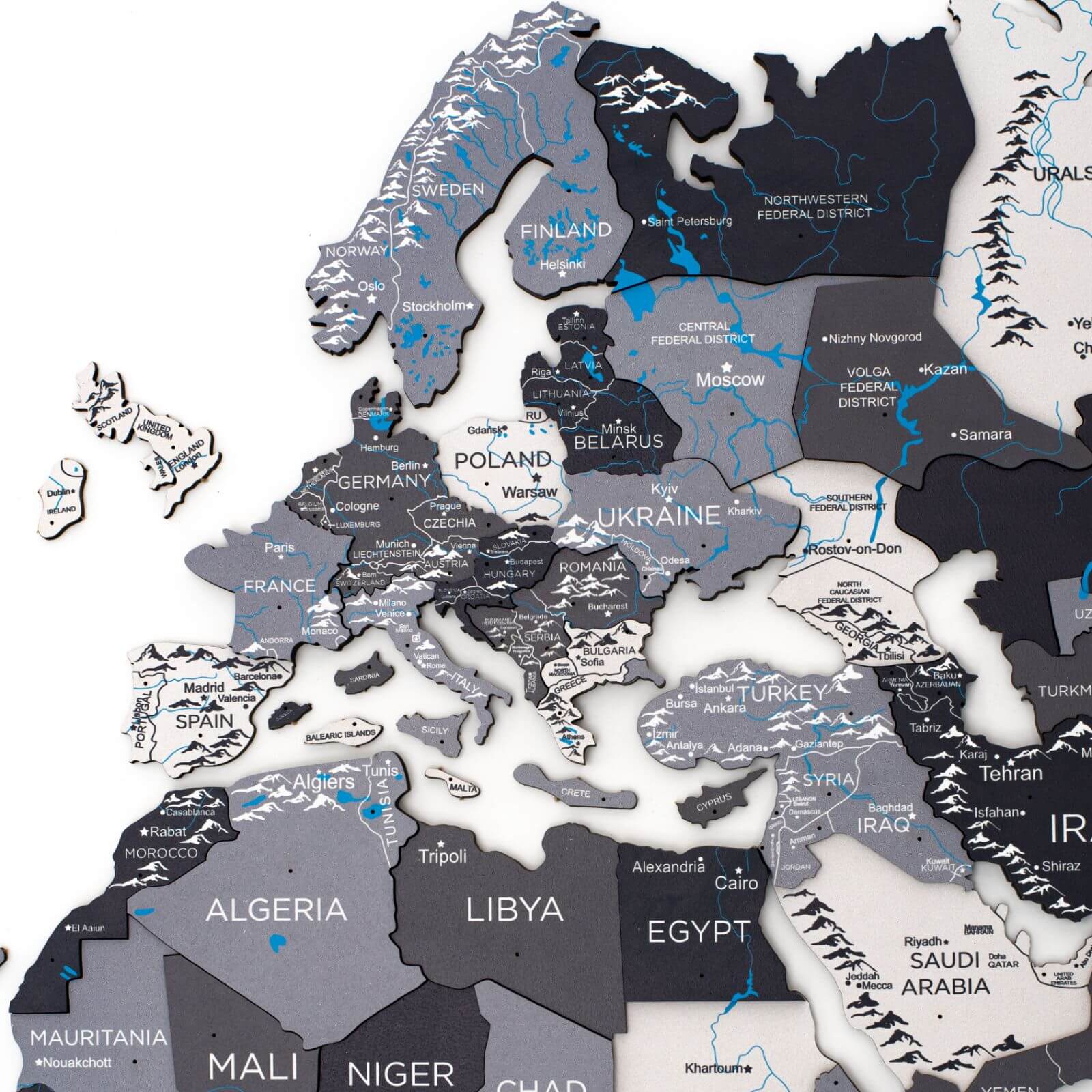 3D Wooden World Map Nordik - thewrightstore