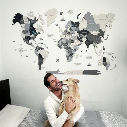 3D Wooden World Map Nordik