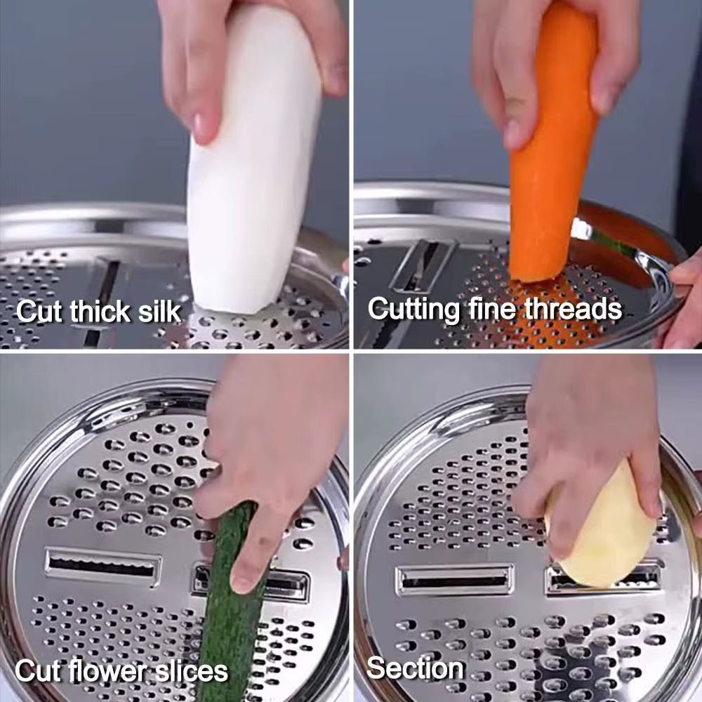 3Pcs/Set 3 - In - 1 Drain Wash Vegetables Basin with Strainer Sink Bowl Large Capacity Rice Wash Basin with Grater Cover.