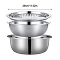 3Pcs/Set 3 - In - 1 Drain Wash Vegetables Basin with Strainer Sink Bowl Large Capacity Rice Wash Basin with Grater Cover.