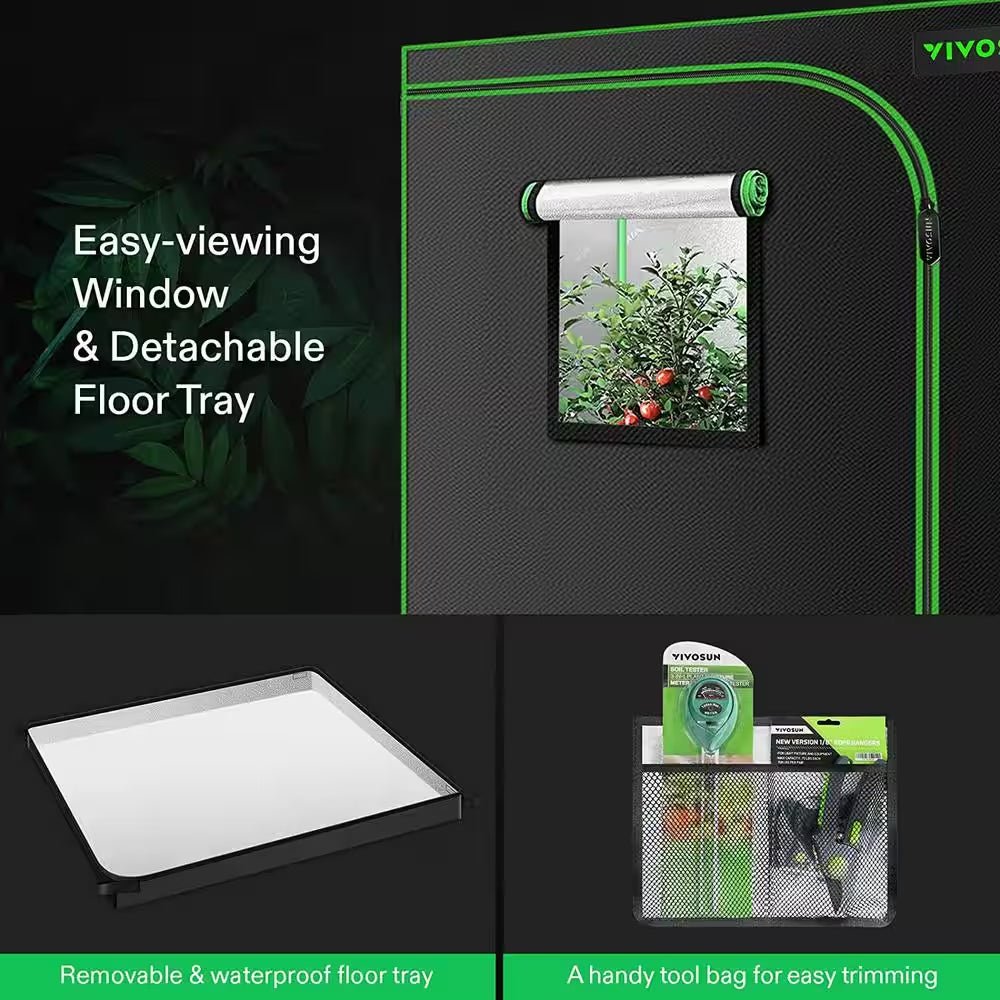 4 Ft. X 4 Ft. Mylar Hydroponic Grow Tent with Observation Window and Floor Tray - thewrightstore