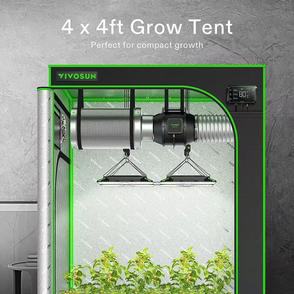 4 Ft. X 4 Ft. Mylar Hydroponic Grow Tent with Observation Window and Floor Tray - thewrightstore