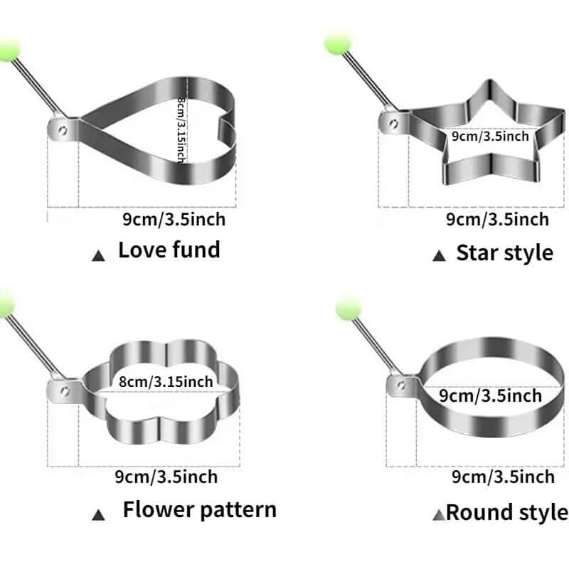 4 - Piece Set: Stainless Steel Creative Egg Ring Molds - thewrightstore