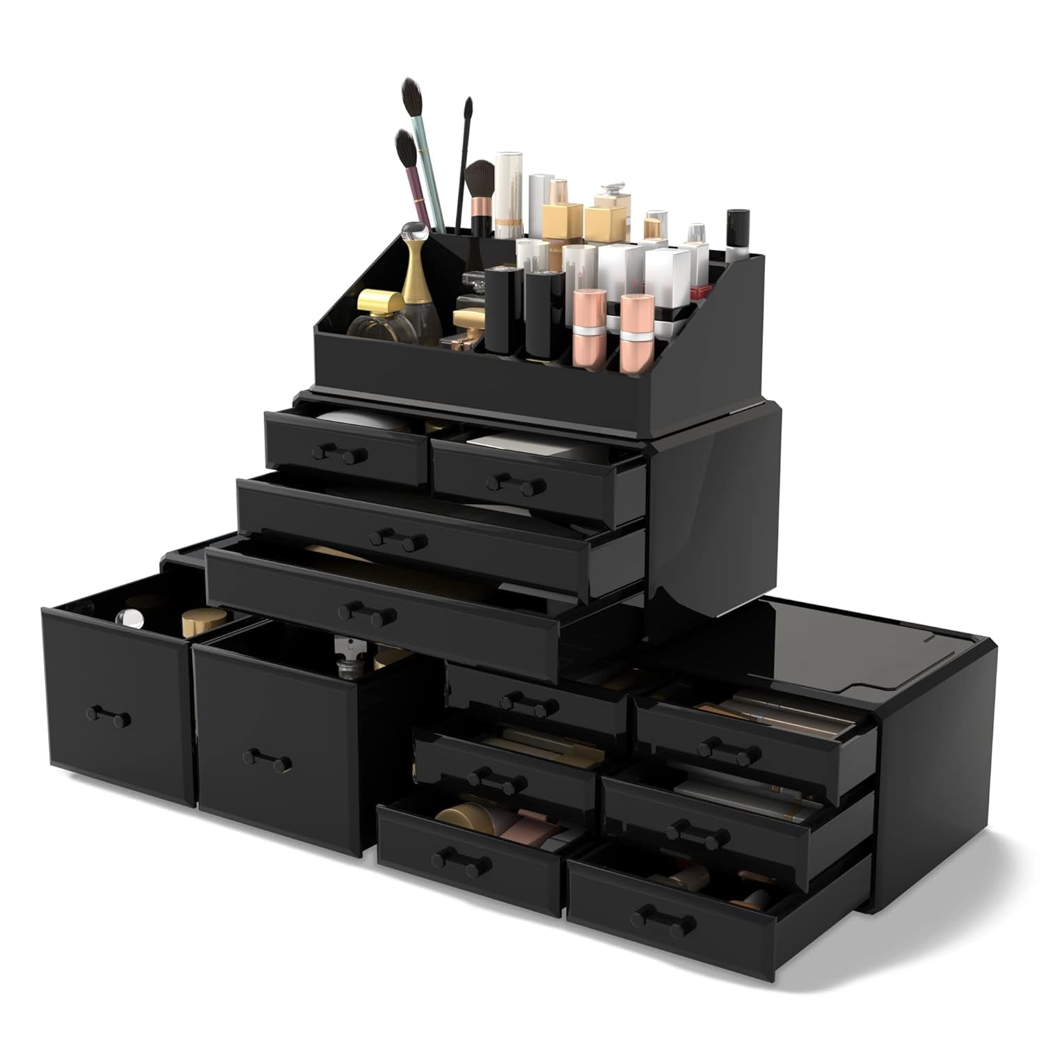 Readaeer White Makeup Cosmetic Organizer with 12 Drawer Storage System