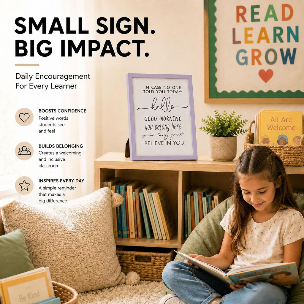 Inspirational Classroom Wall Art Prints for Teachers - Unframed Decor for High and Middle School Classrooms (10"L x 8"W)