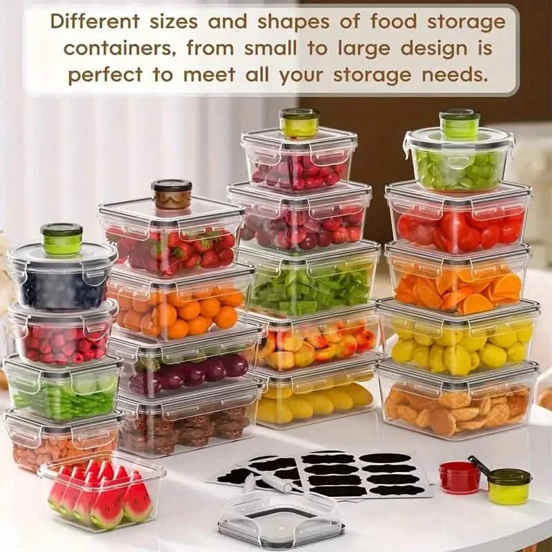 48 - Piece Food Storage Container Set – Stackable, Microwave Safe, BPA Free - thewrightstore