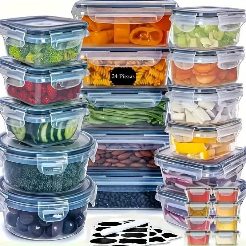 48 - Piece Food Storage Container Set – Stackable, Microwave Safe, BPA Free - thewrightstore