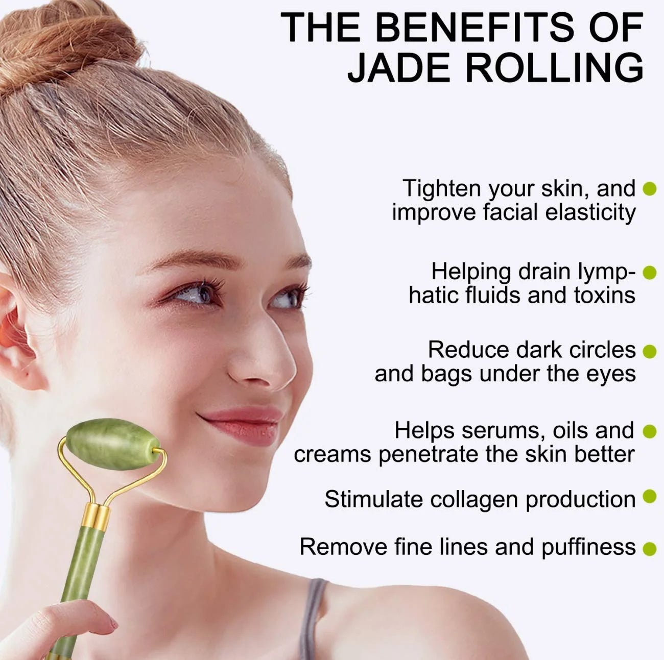 4Pcs/Set Jade Roller and Gua Sha Set Facial Massager Skincare Beauty Tools for Anti - Aging, Gentle Skin, Remove Wrinkles...