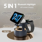 5 in 1 Wireless Charging Station, 15W Fast Charging Wireless Charger for Iphone Airpods Iwatch with Magsafe,Bluetooth Speaker