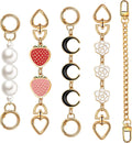 5-Piece Gold Purse Extender Chain Set with Floral and Celestial Designs - Replacement Strap and Accessories for Women's Handbags and Crossbody Bags - thewrightstore