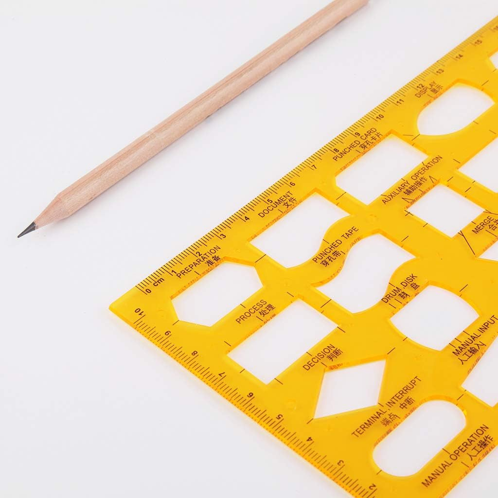 K Resin Flow Chart Symbol Drafting Template and Ruler Stencil for Students
