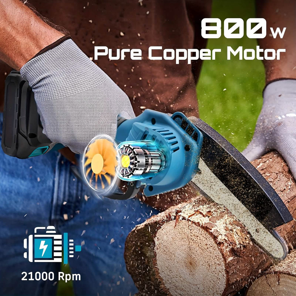 6 - inch Cordless Mini Chainsaw – Handheld Electric, Lightweight, Battery - Powered - thewrightstore