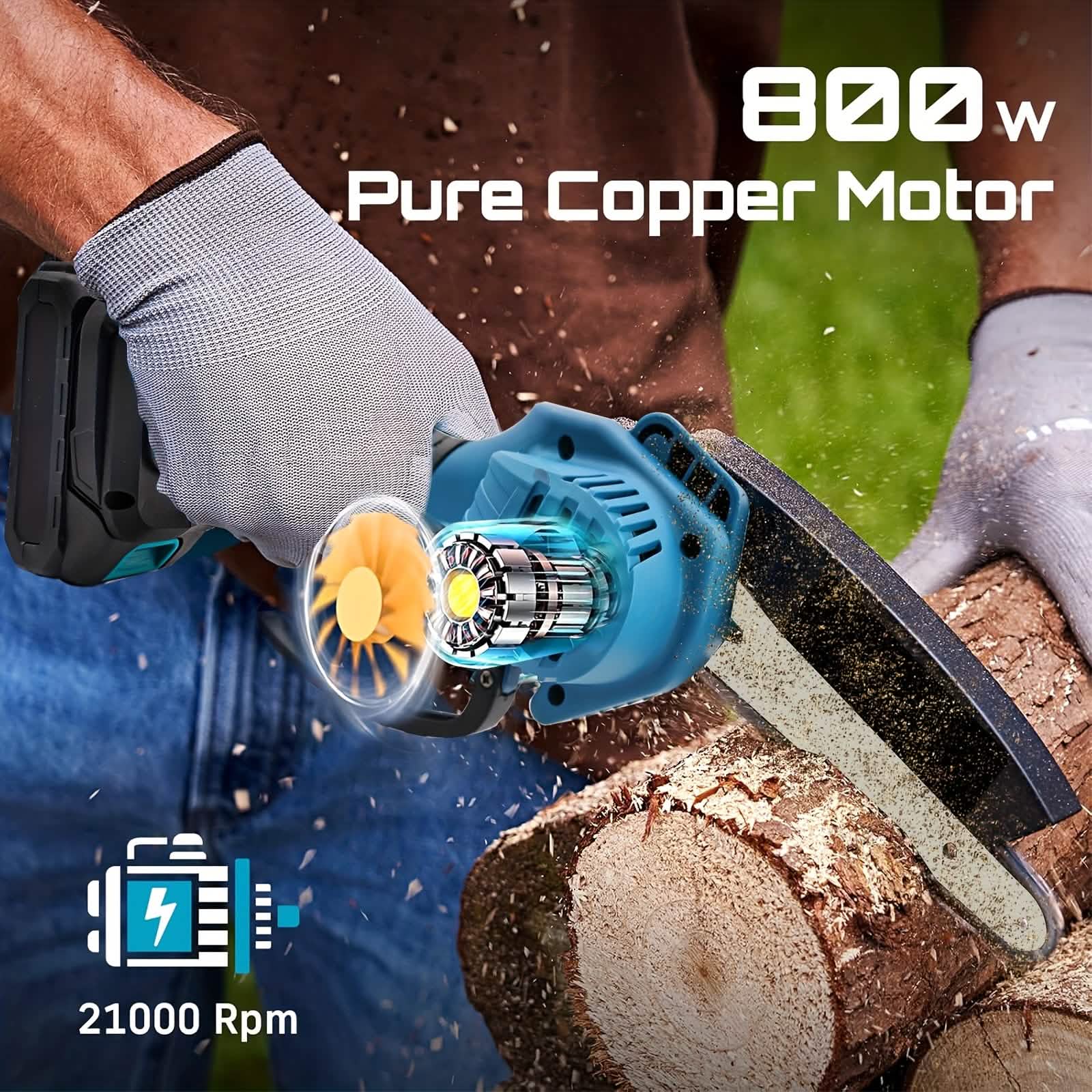 6 - inch Cordless Mini Chainsaw – Handheld Electric, Lightweight, Battery - Powered - thewrightstore