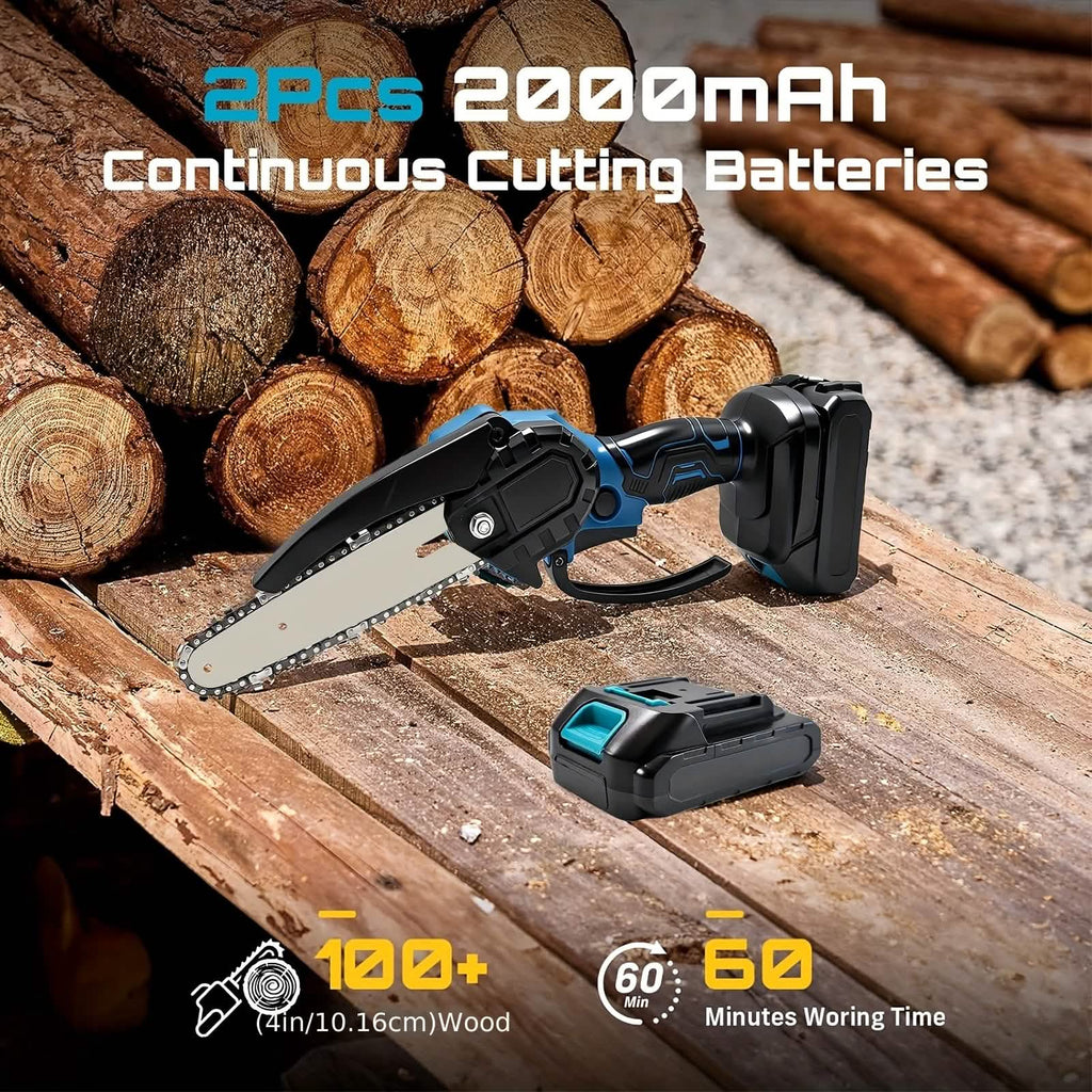 6 - inch Cordless Mini Chainsaw – Handheld Electric, Lightweight, Battery - Powered - thewrightstore