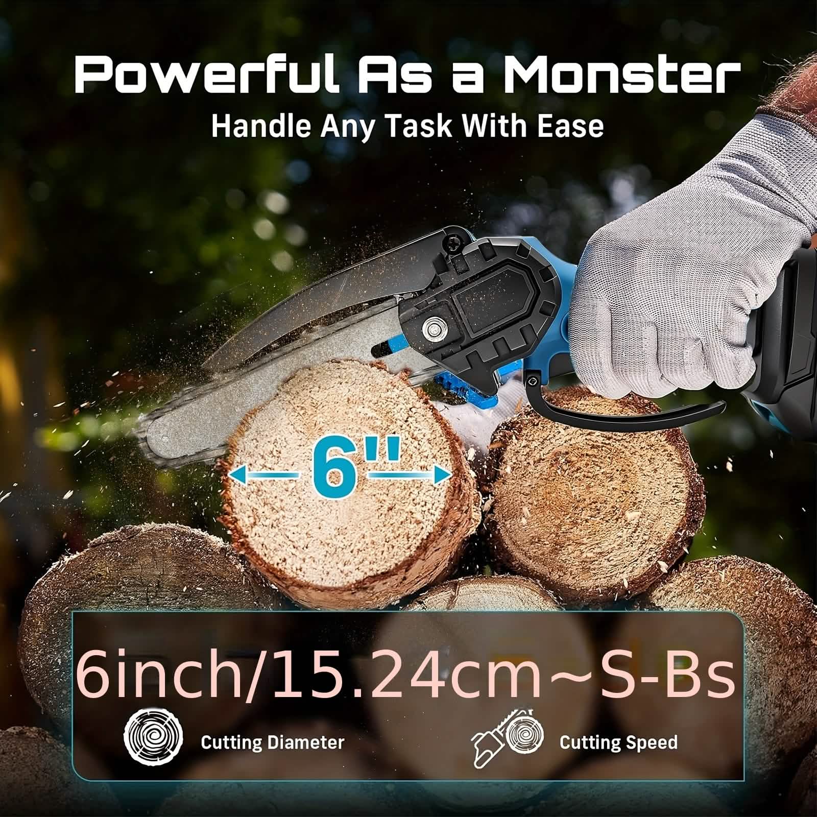 6 - inch Cordless Mini Chainsaw – Handheld Electric, Lightweight, Battery - Powered - thewrightstore