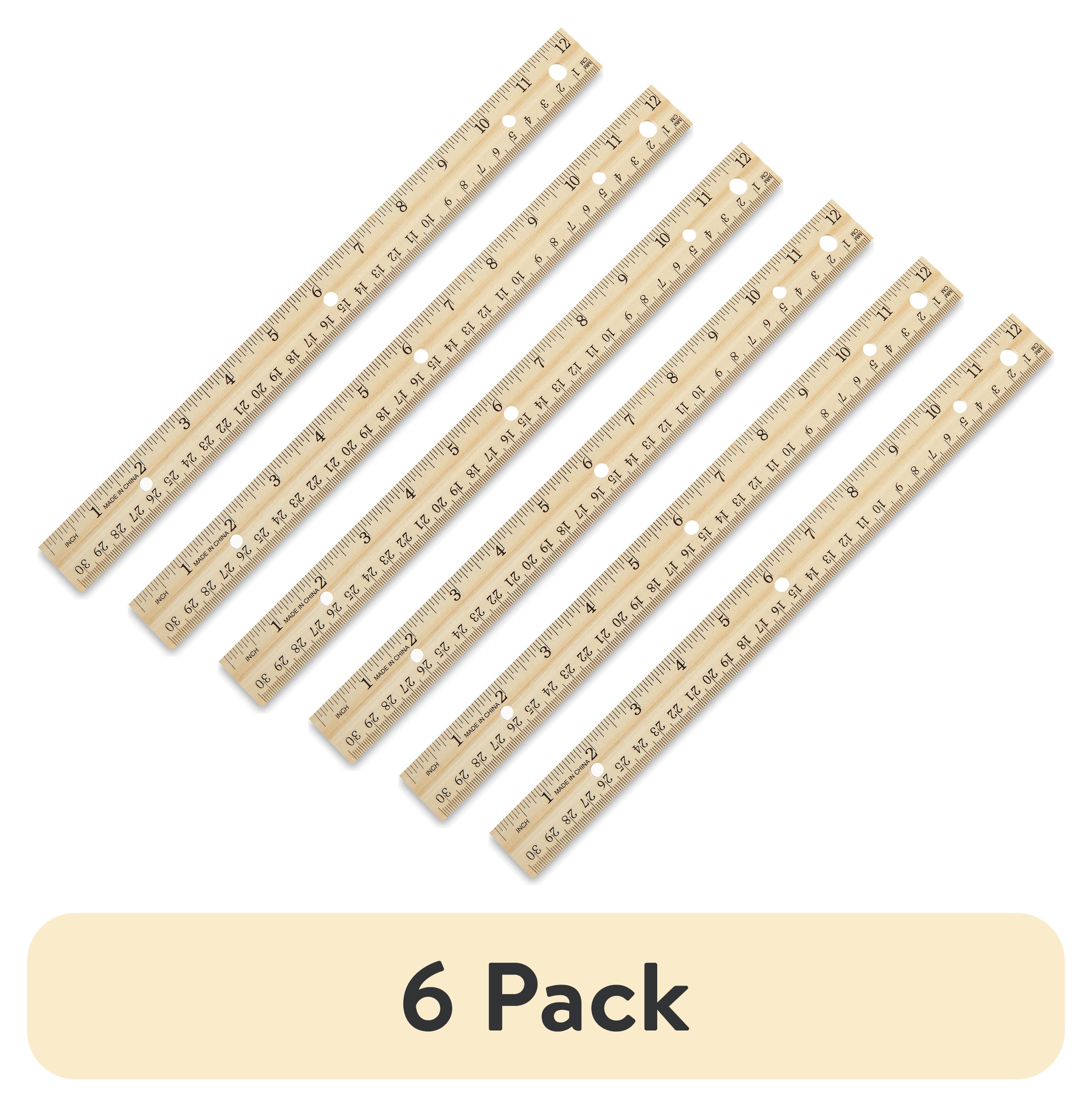 (6 Pack) Pen + Gear Wood Ruler, 12 Inch, Ideal for Elementary to High School Educational Level
