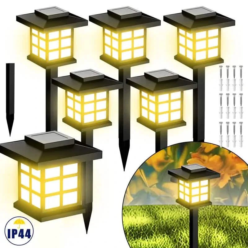 6 - Pack: Solar Outdoor Path Lights Warm Light LED, 600mA, Waterproof - thewrightstore