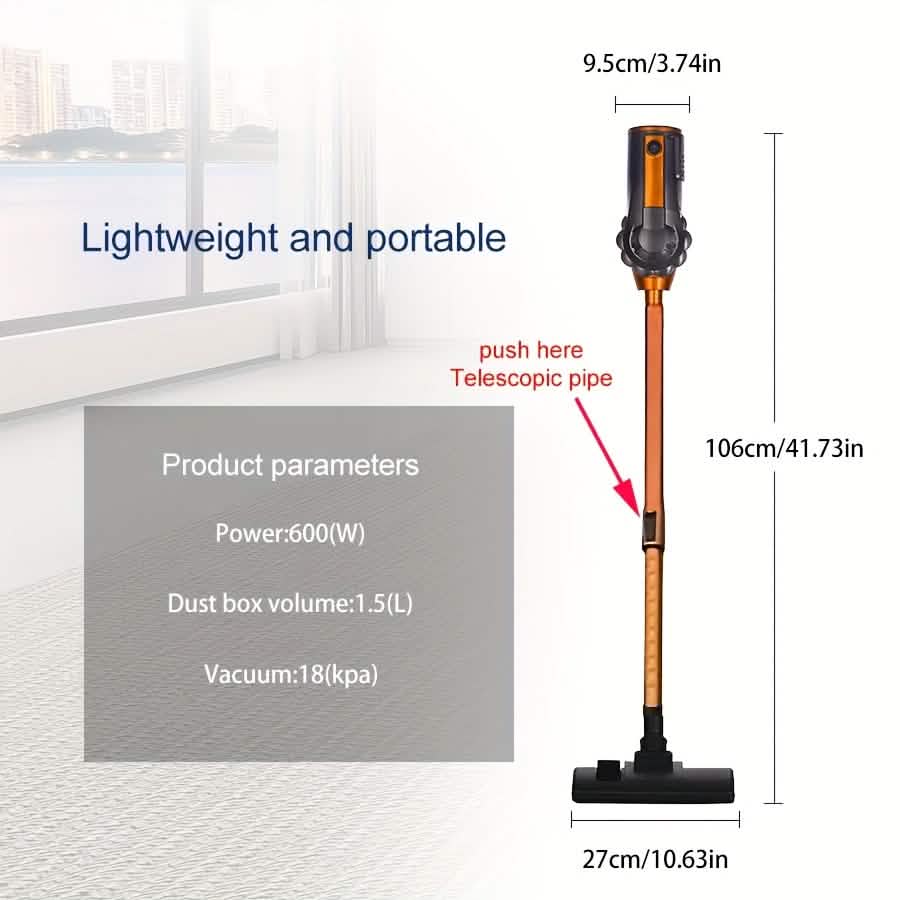 600W 4 - in - 1 Corded Stick Vacuum Cleaner 18KPa Lightweight Handheld - thewrightstore