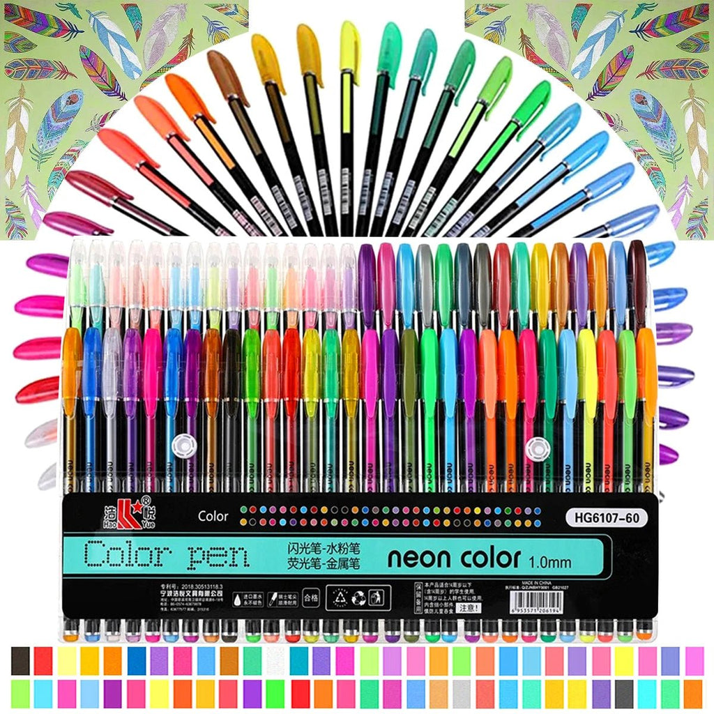 60Pcs Metallic Glitter Colors Gel Pens Set Colored Refills Rod Stationery Highlighter Ballpoint Pen Marking DIY Art Drawing - thewrightstore