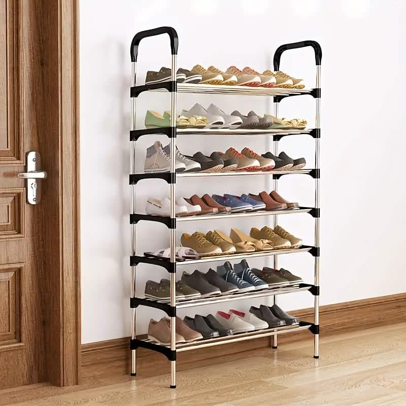 7 - Tier Iron Shoe Rack – Space - Saving, Floor - Standing - thewrightstore
