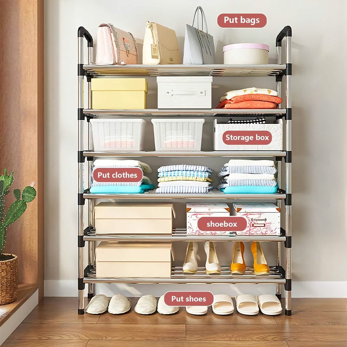 7 - Tier Iron Shoe Rack – Space - Saving, Floor - Standing - thewrightstore