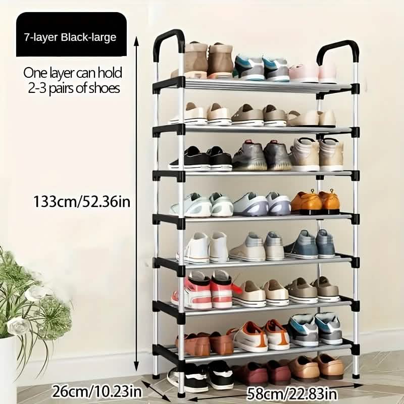 7 - Tier Iron Shoe Rack – Space - Saving, Floor - Standing - thewrightstore