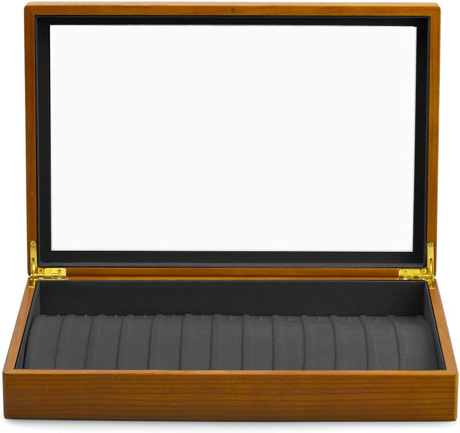 Oirlv Premium Solid Wood Jewelry Organizer Box with 13 Lattice Display Compartments for Necklaces, Bracelets, and Pendants
