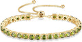 FANCIME Sterling Silver and Gold Plated Birthstone Tennis Bracelet for Women - Adjustable Bolo Chain Fine Jewelry for Anniversaries and Birthdays