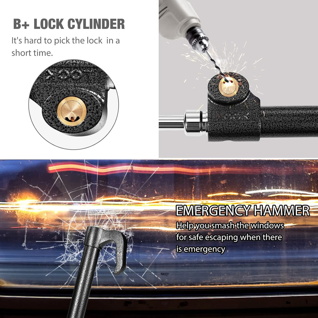 Steering Wheel Lock Anti-Theft Device - Car Security Solution for Theft Prevention (33.5 In)