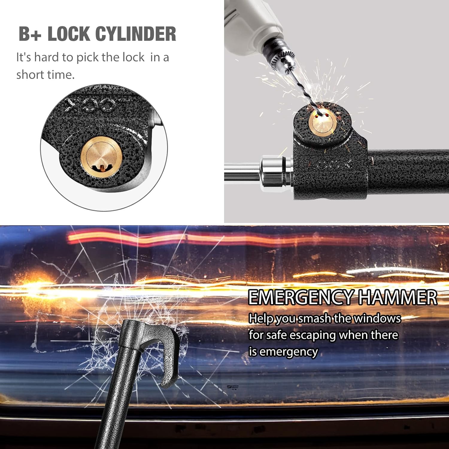 Steering Wheel Lock Anti-Theft Device - Car Security Solution for Theft Prevention (33.5 In)