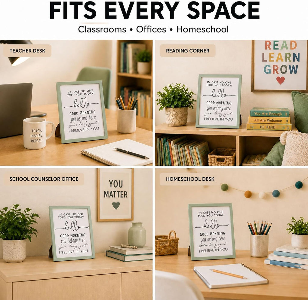 Inspirational Classroom Wall Art Prints for Teachers - Unframed Decor for High and Middle School Classrooms (10"L x 8"W)