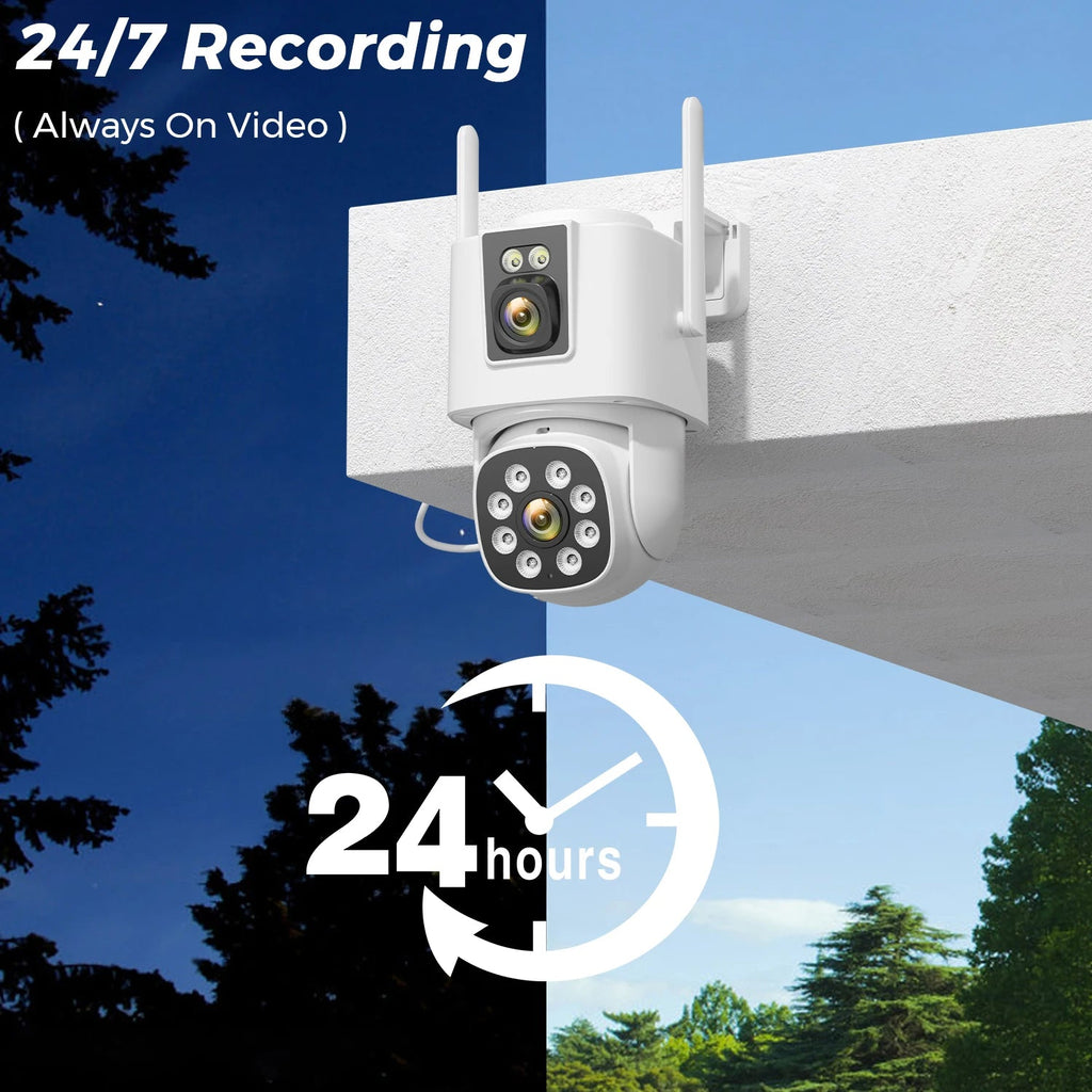 8MP 4K Solar Camera Wifi Outdoor AOV 24Hours Recording Dual Lens Dual Screens HD Surveillance Camera ICSEE Night Vision Security - thewrightstore
