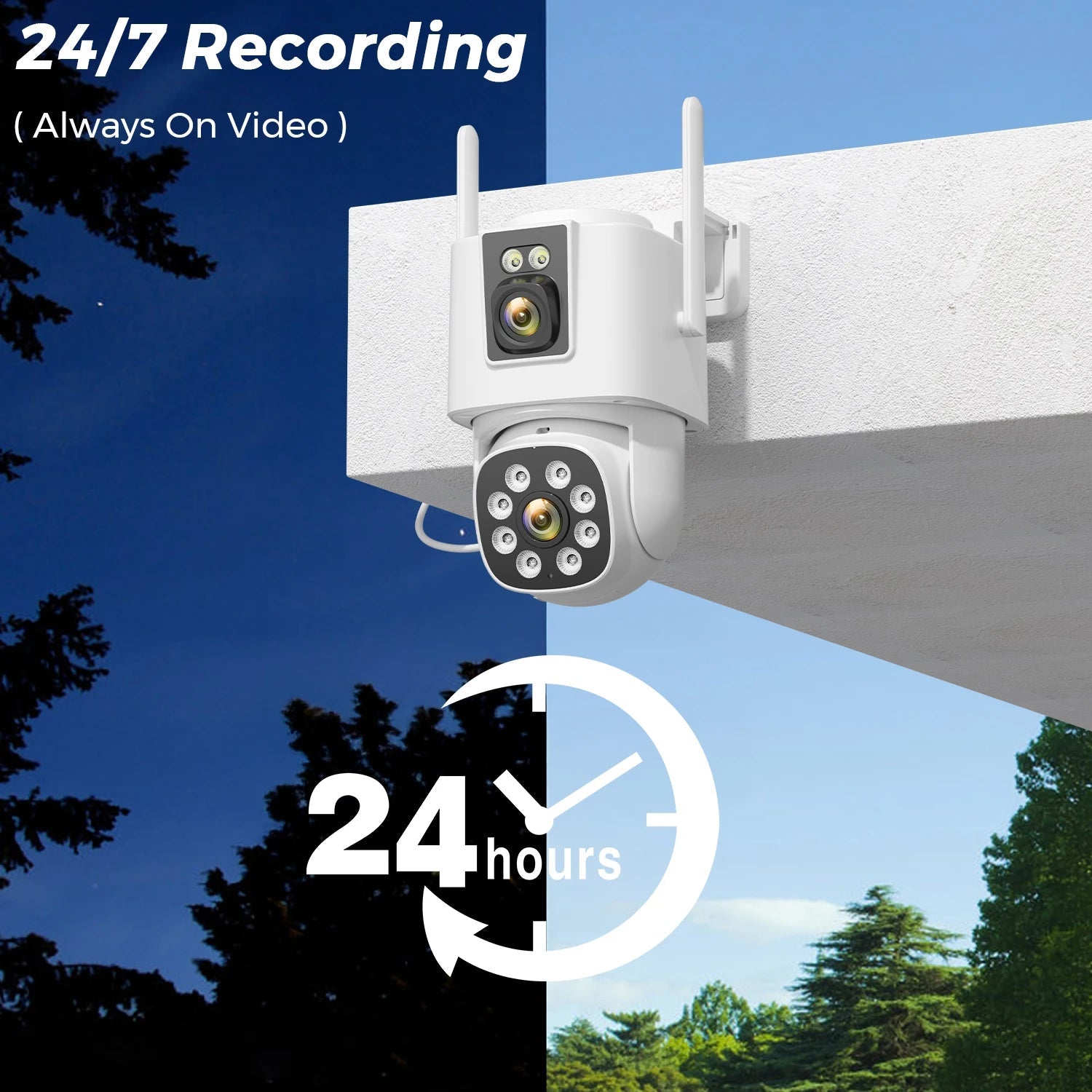 8MP 4K Solar Camera Wifi Outdoor AOV 24Hours Recording Dual Lens Dual Screens HD Surveillance Camera ICSEE Night Vision Security - thewrightstore