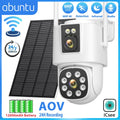 8MP 4K Solar Camera Wifi Outdoor AOV 24Hours Recording Dual Lens Dual Screens HD Surveillance Camera ICSEE Night Vision Security - thewrightstore