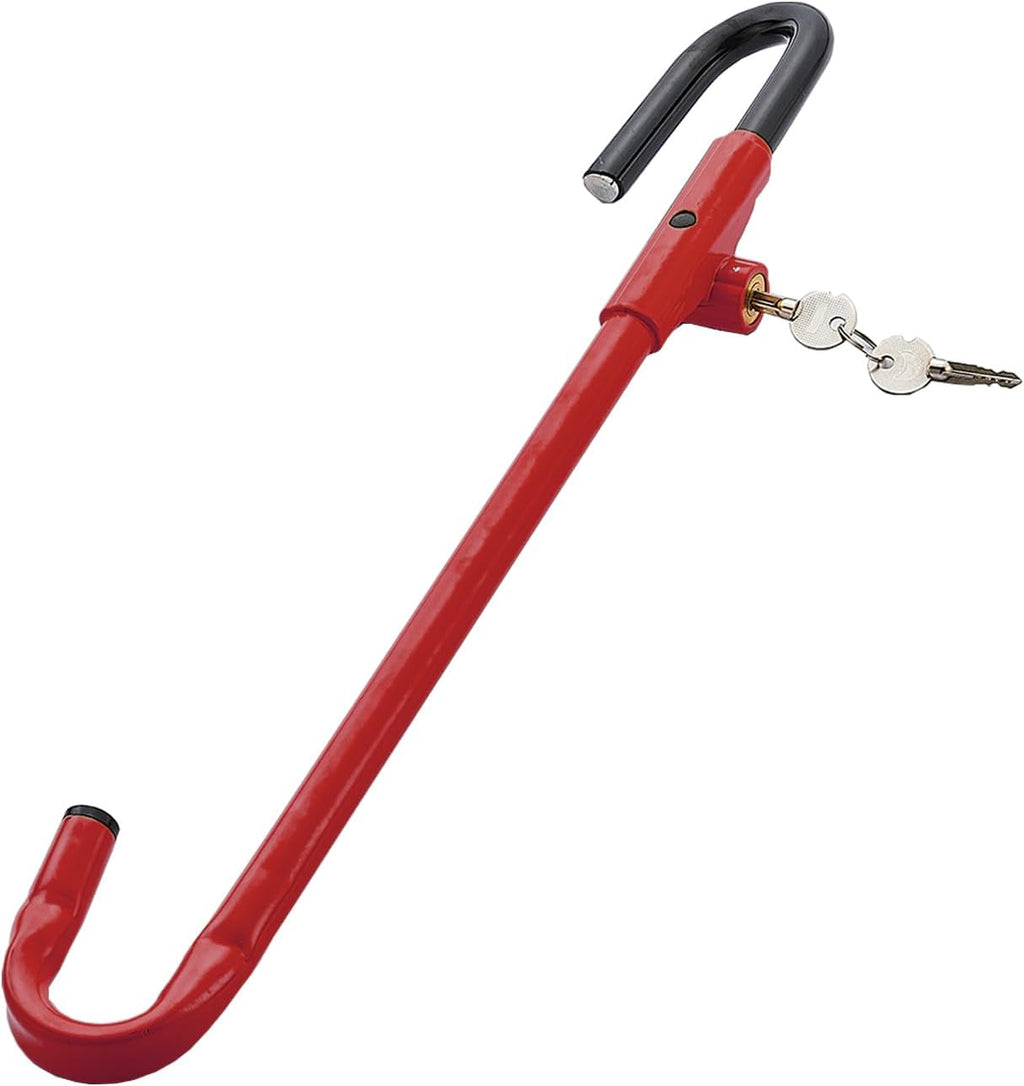 Steering Wheel Lock and Pedal Brake Lock Anti-Theft Security Device, Universal Fit (Red)