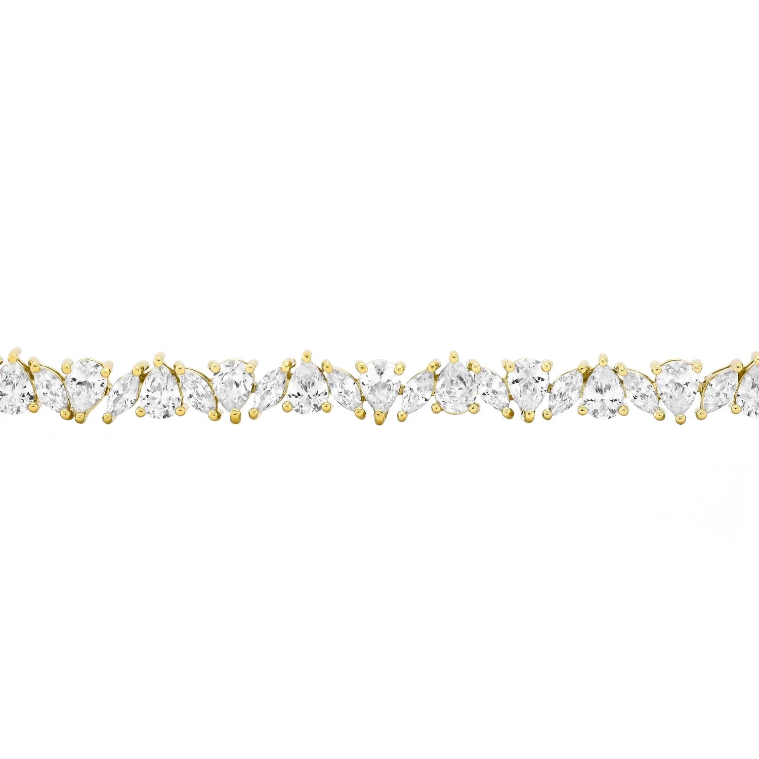 Women’S 14K Gold Plated .925 Sterling Silver Simulated Marquise and Pear White Diamond Bracelet, 7.25"