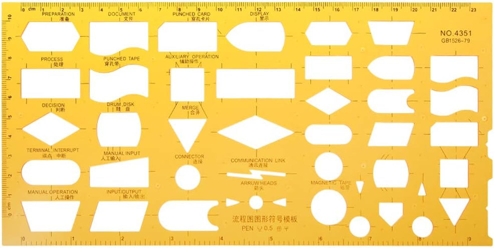 K Resin Flow Chart Symbol Drafting Template and Ruler Stencil for Students