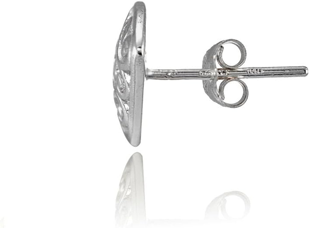 Sterling Silver Vintage Filigree Triangle Fan Stud Earrings