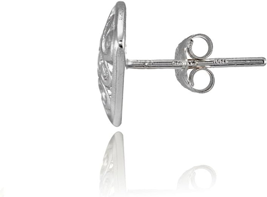 Sterling Silver Vintage Filigree Triangle Fan Stud Earrings
