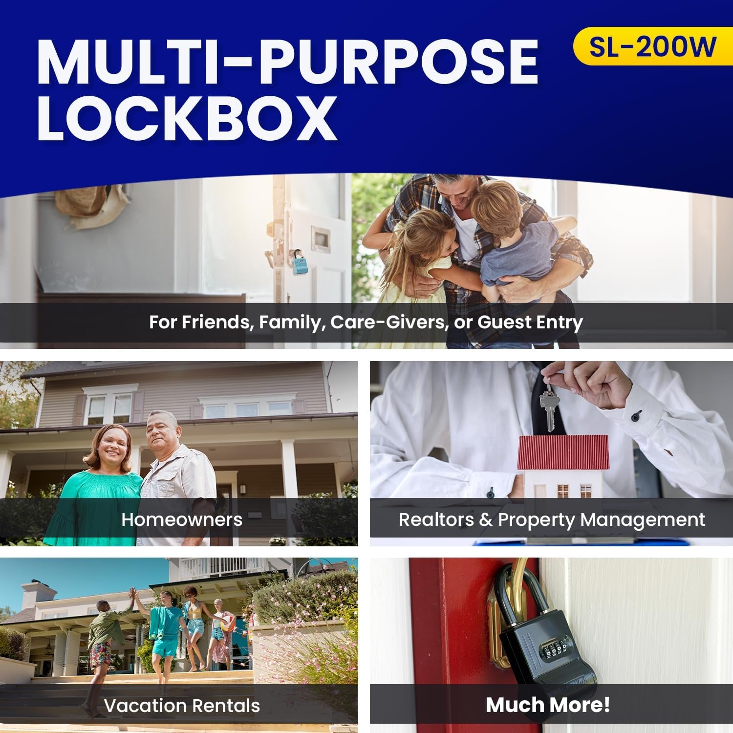 Shurlok SL-100W 4-Dial Dual Combination Lock Box - Durable Outdoor Storage and Home Improvement Solution with Side Key Access, 8.7 x 1.6 x 5.6 Inches, Black