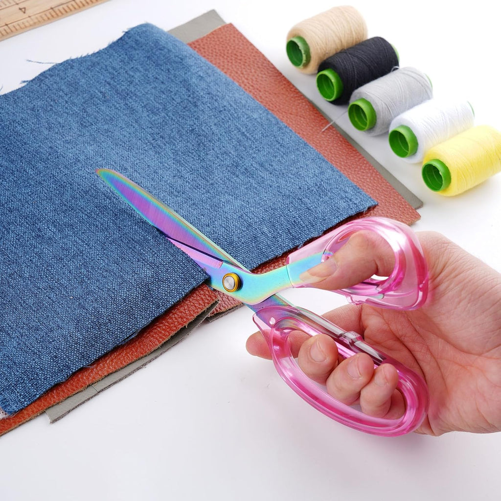 SCAIKTIG Heavy-Duty Acrylic Scissors Set with Comfort-Grip Handles and Titanium Coated Blades - Versatile Pink Office Scissors for Sewing, Art, Crafts, and Home Use